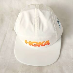 HOKA Hat Cap Adjustable White Summer Mile Club Time To Fly Running Mens women
